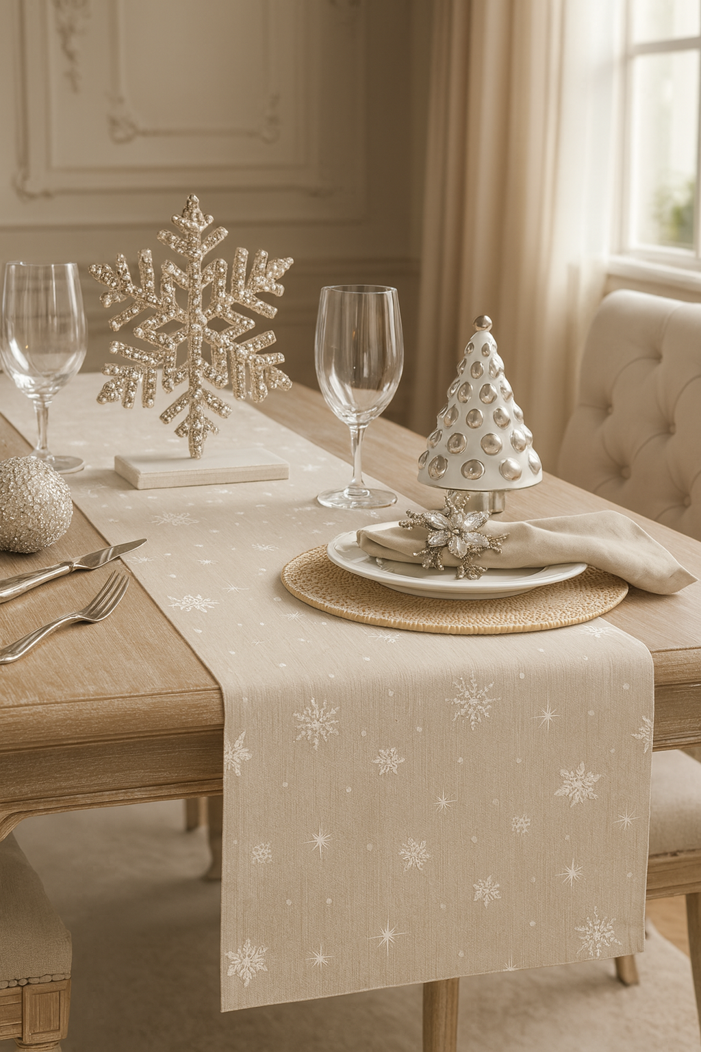 7352 - Natural Snowflake Table Runner