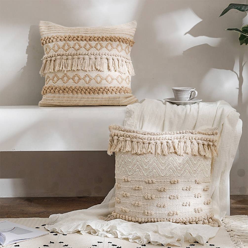 Handwoven Knot Tassel 18" Decorative Throw Pillow