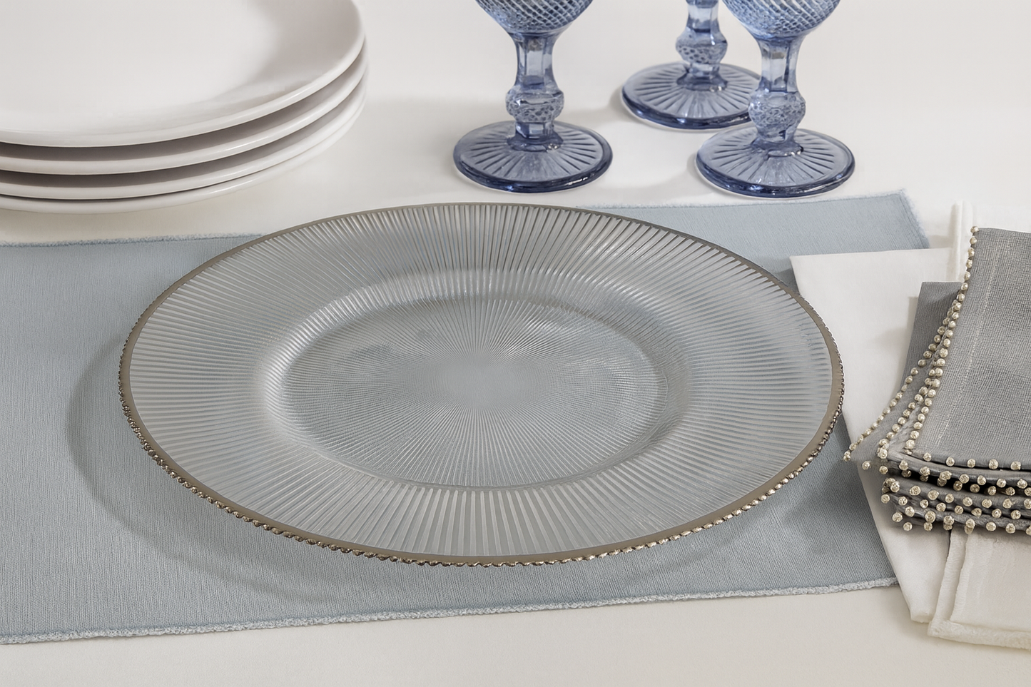 Clear Pleated 13" Glass Charger Plate