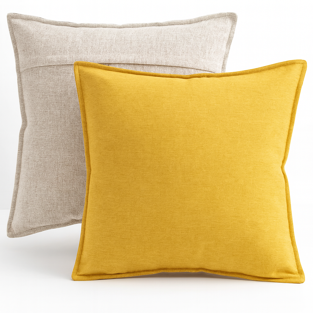 Mustard and Natural Solid Reversible 18" Throw Pillow