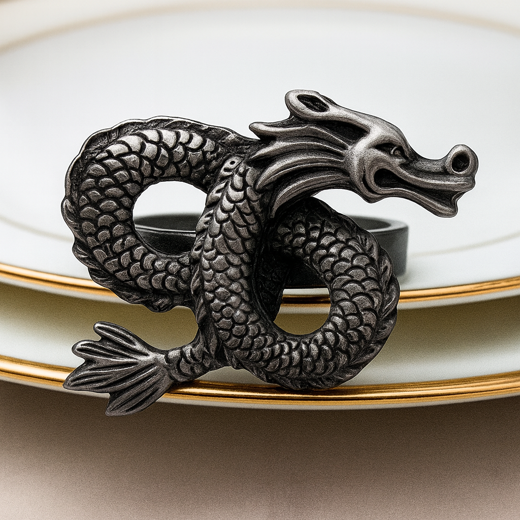 Pewter Dragon Metal Napkin Holder Ring