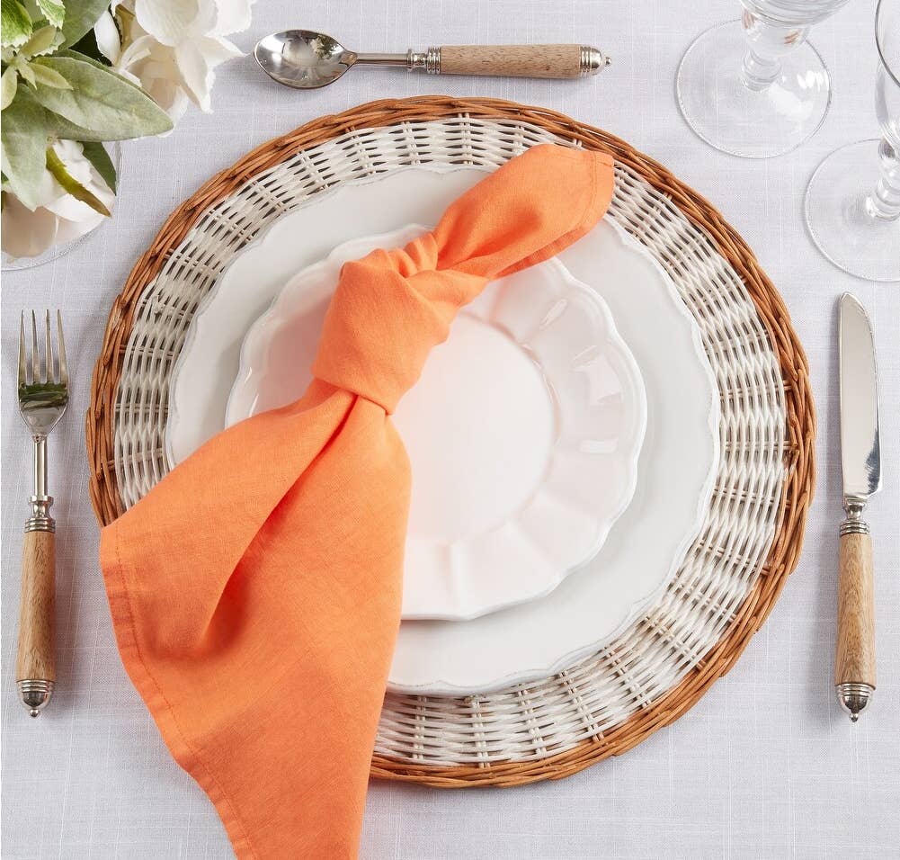 1423 - Pumpkin Orange Pure Linen 20" Dinner Napkin