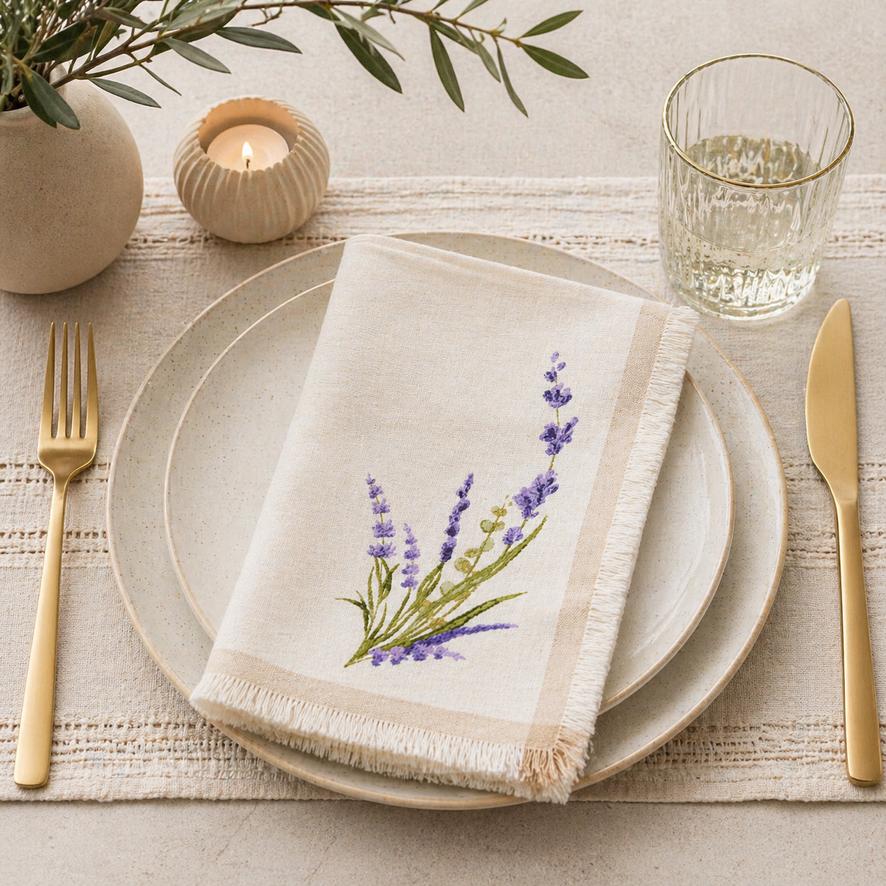Lavender Blossom 20" Cotton Napkin