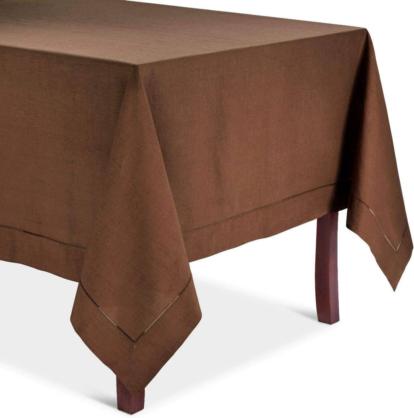 6100C - Chocolate Basic Hemstitch Linen-Cotton 38"X38" Tablecloth