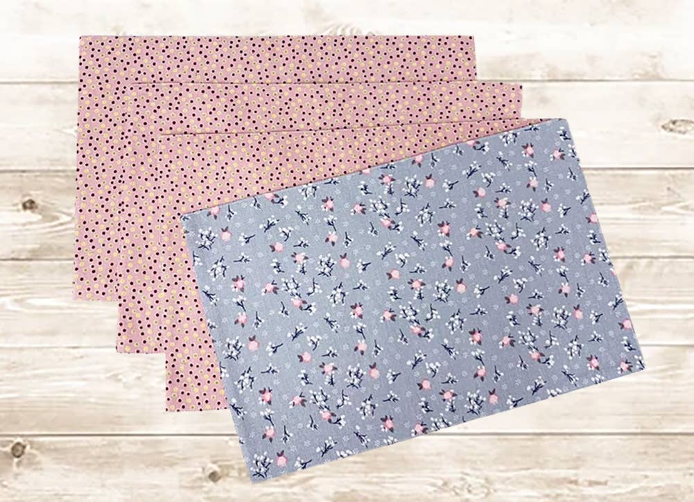 Pink Dots Blue Floral Cotton Blend Reversible Table Placemat