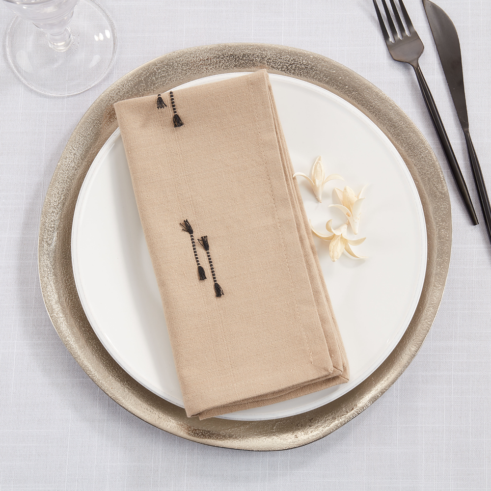 2263 - Natural Fringe Line Cotton 20" Cloth Napkin