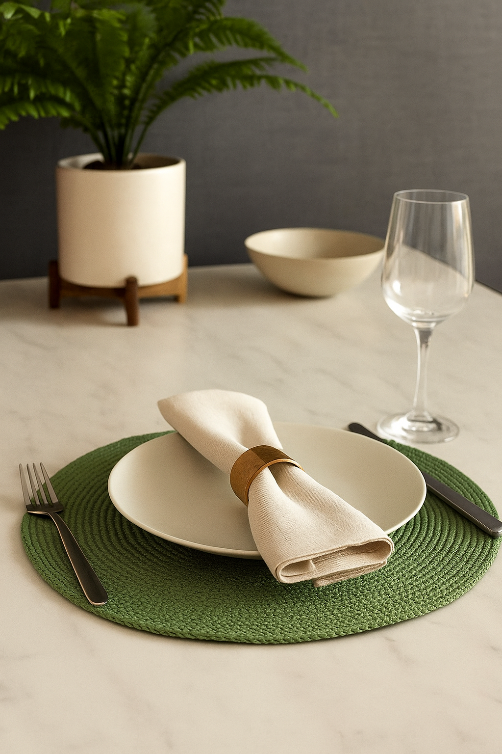 PM0012 - Green Woven Round 14" Round Placemat