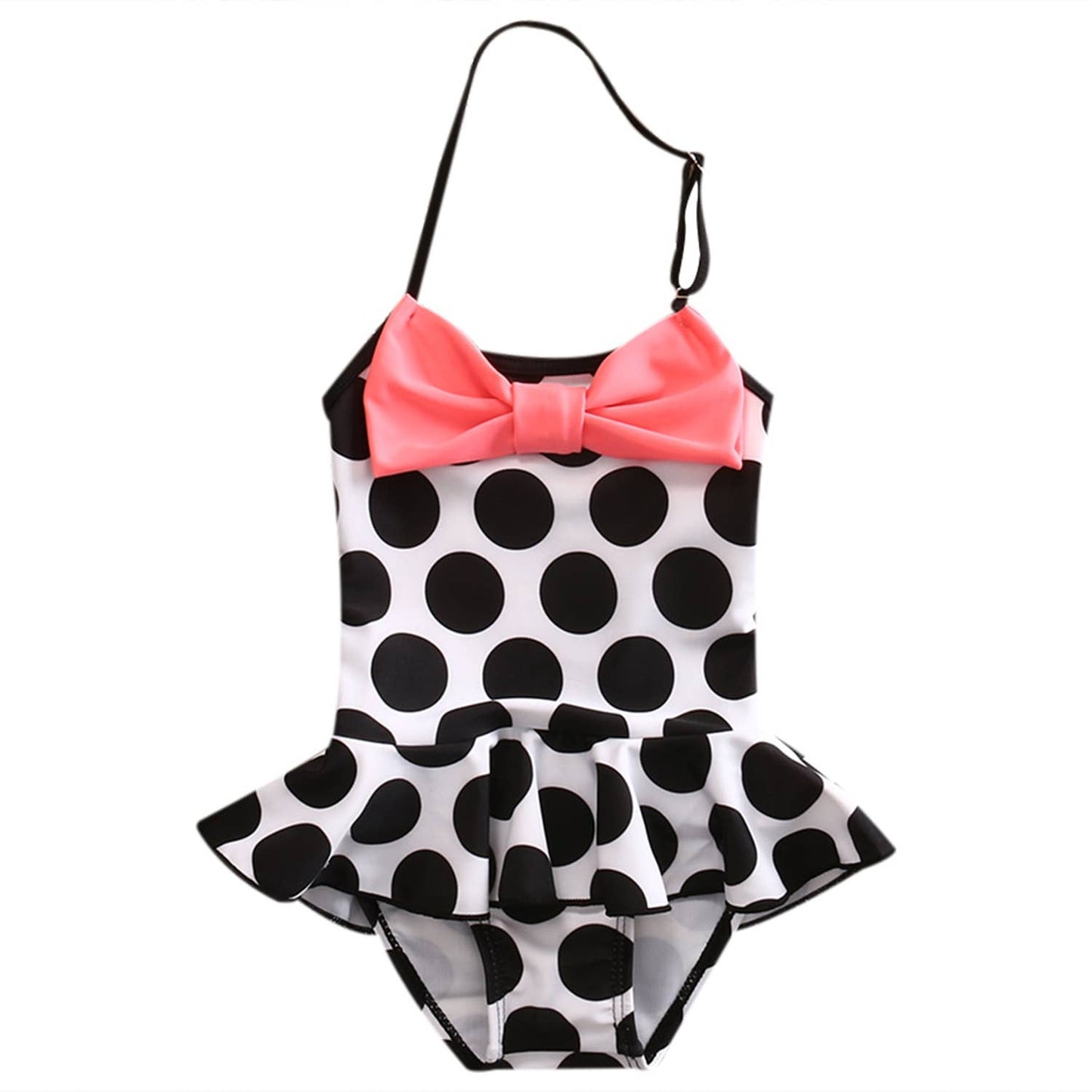 Black Polka Dot Pink Bowknot 1pcs Girl Swimsuit