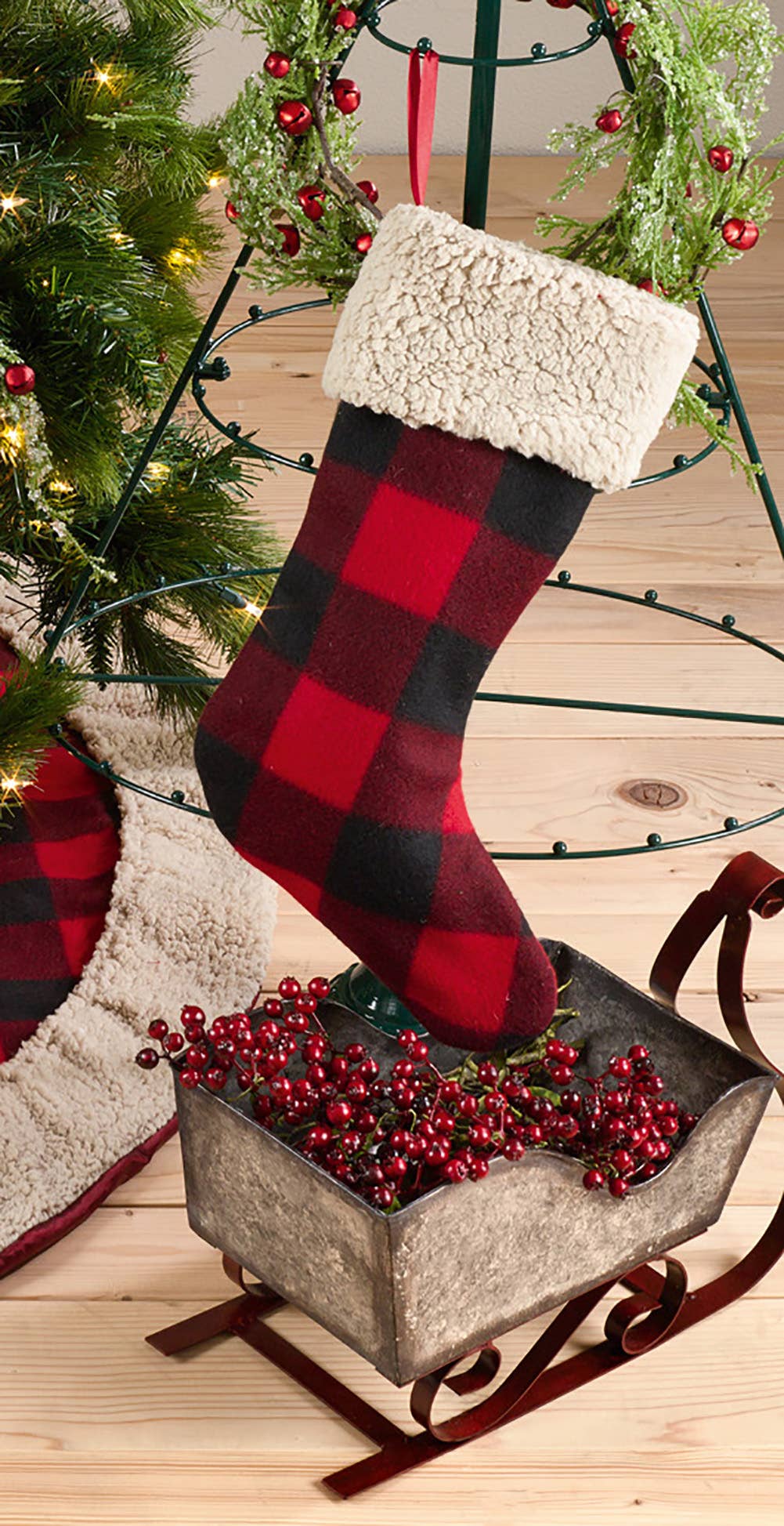 1786 - Red Buffalo Plaid Sherpa Cuff Christmas Stocking