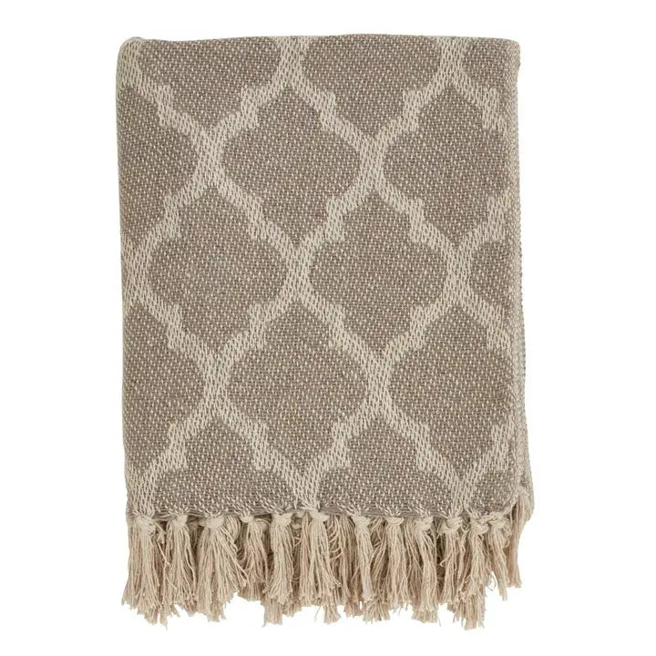 Grey Moroccan Tile 50x60 Inch Cotton Throw Blanket