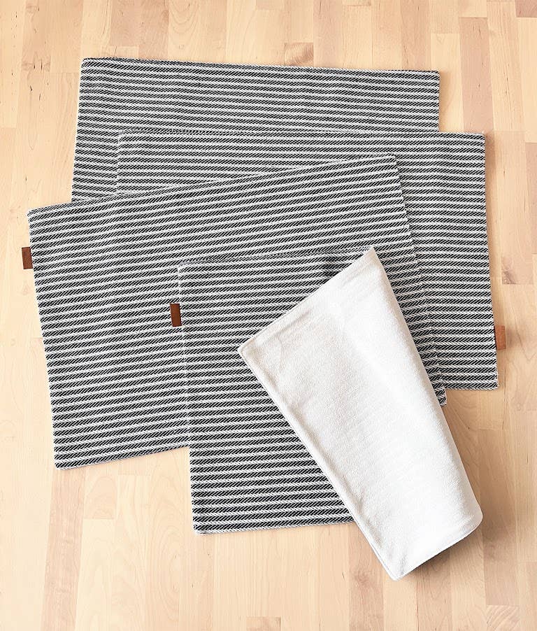 PM0049 - Grey Braided Stripe Two-Side Use Reversible Placemat