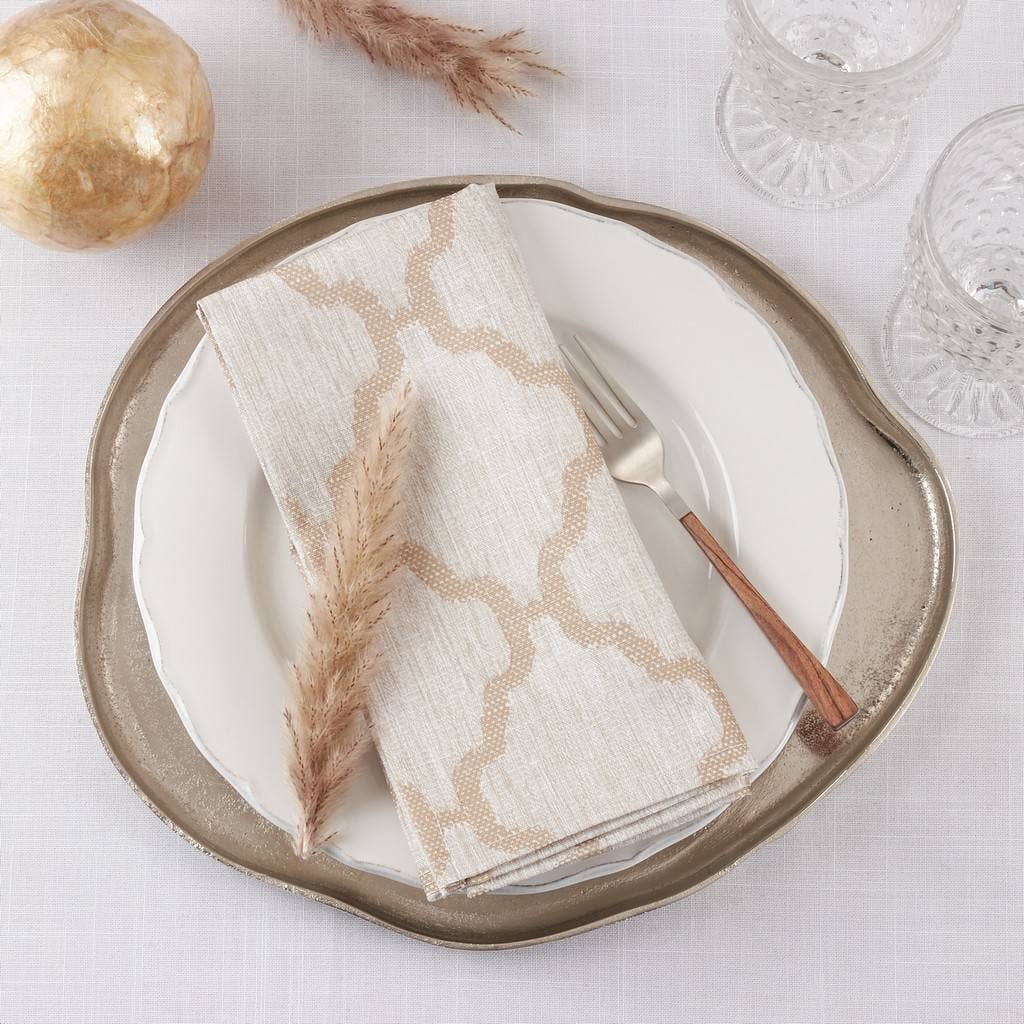 6718 - Taupe Moroccan Laser-Cut Hemstitch 20" Cloth Napkin