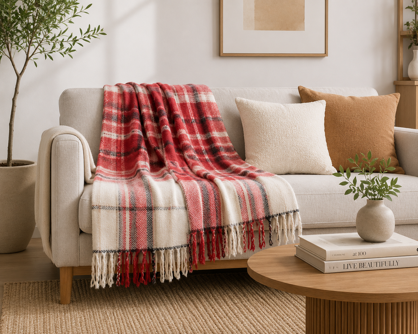 Red Jazzy Plaid 50x60 Throw Blanket