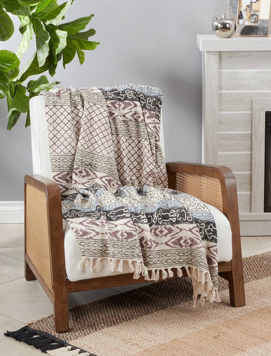 Block Print Cotton 47"x70" Throw Blanket