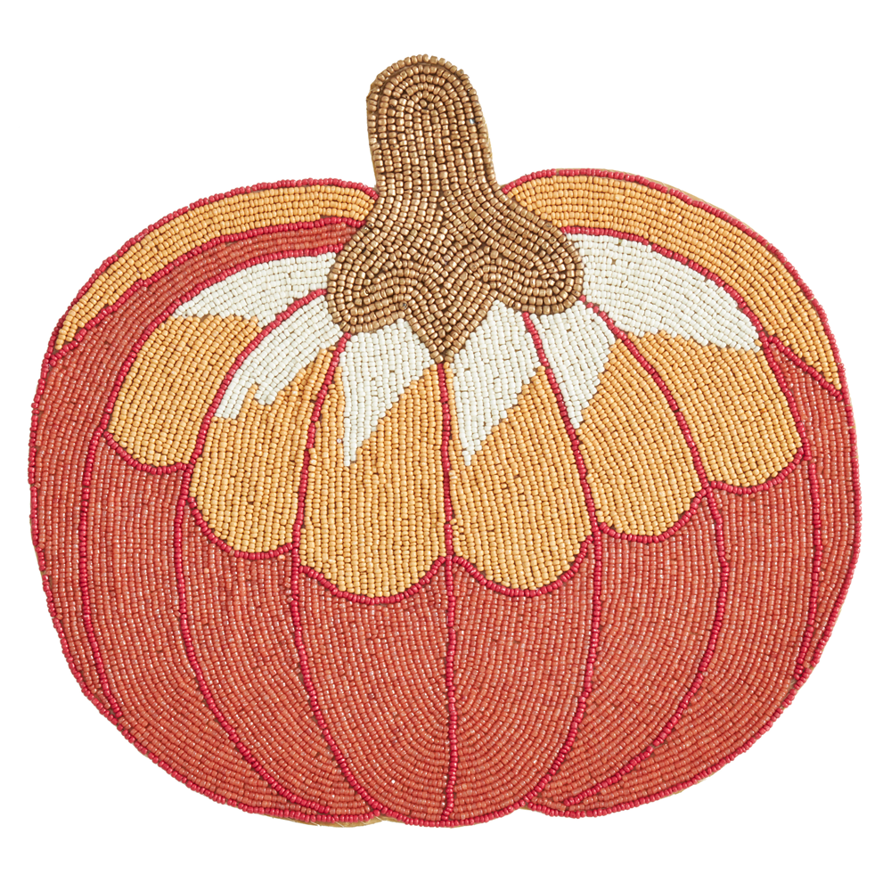 8015 - Orange Beaded Pumpkin 14" Round Placemat