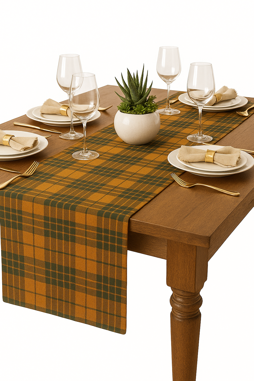 Rustic Tartan Plaid 16"x72" Reversible Cotton Table Runner