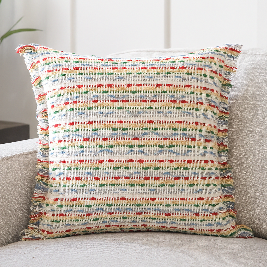 Red Yarn-Dyed Jacquard 18" Throw Pillow