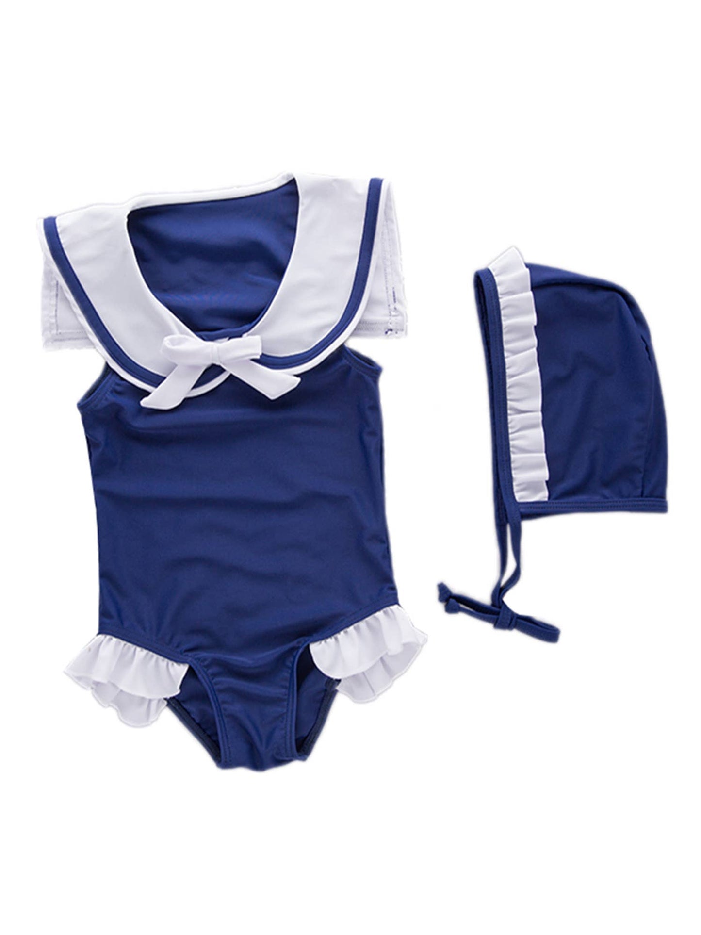 Navy Sailor Girl Swimsuit & Hat
