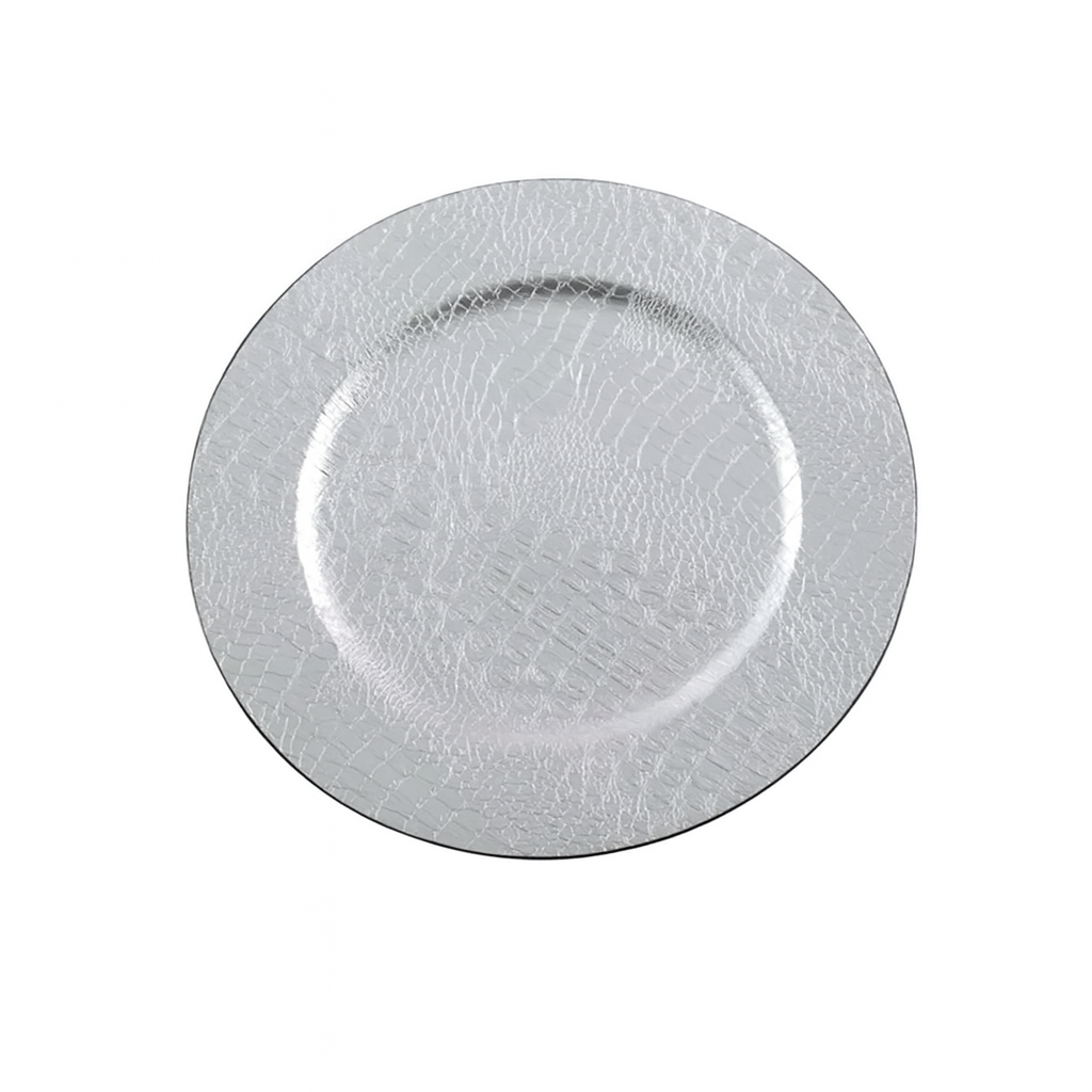 Silver Reptile Textured Pattern 13" Charger Plate