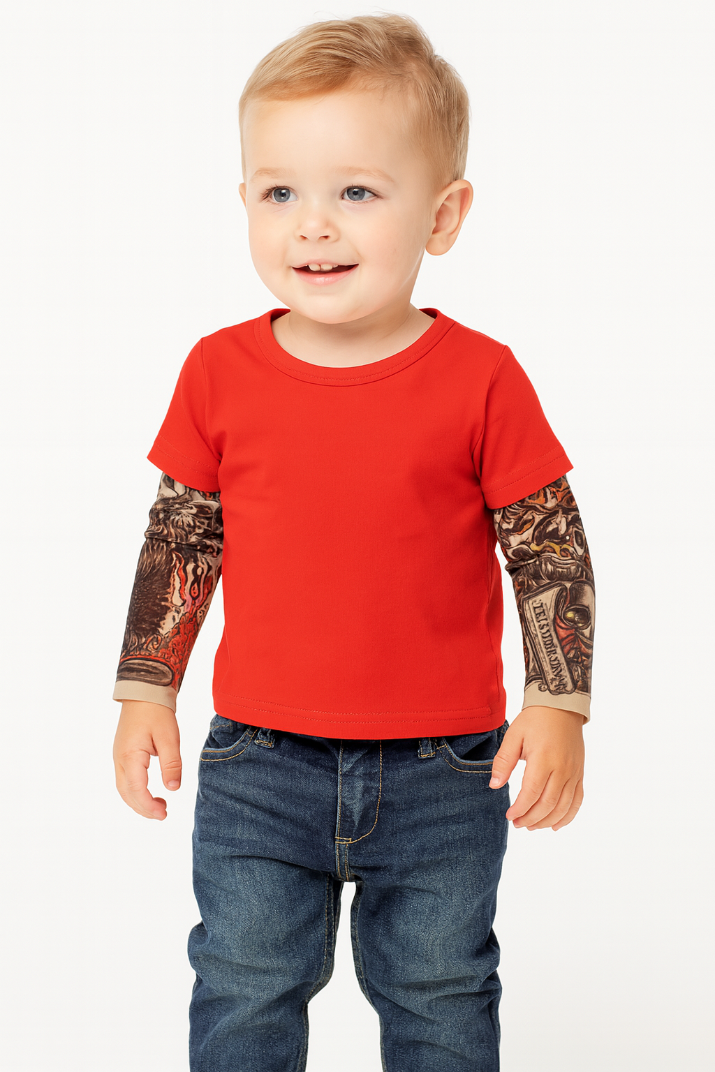 Red Tattoo Sleeve Unisex Unisex Kids T-Shirt