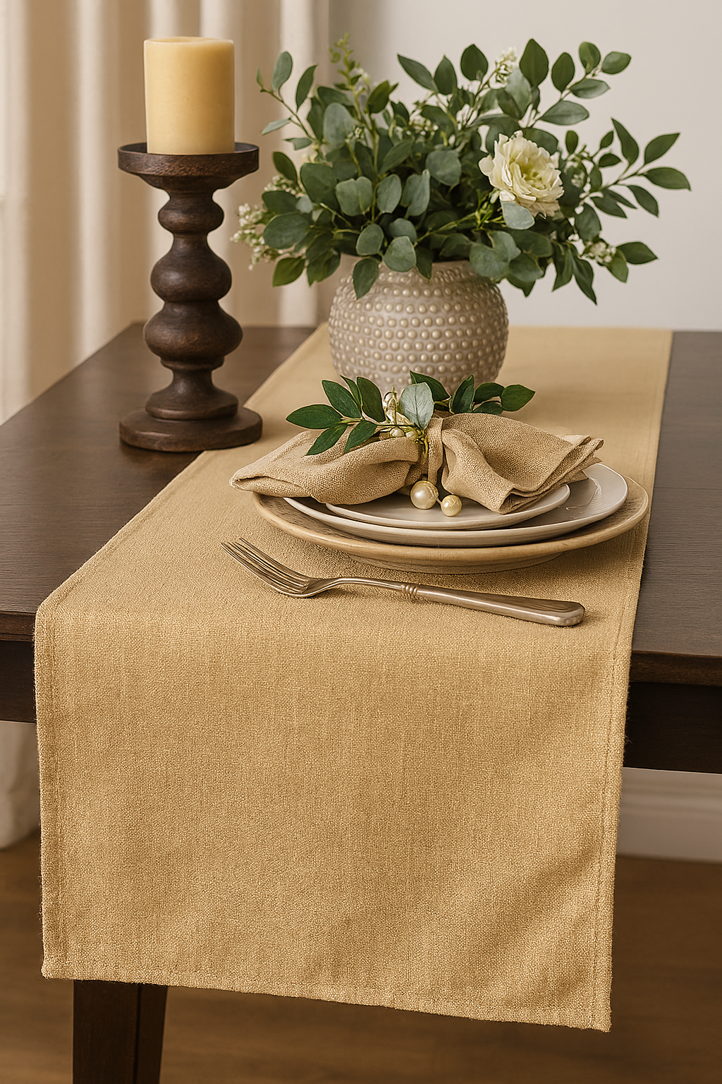 Beige Everyday Design Table Runner
