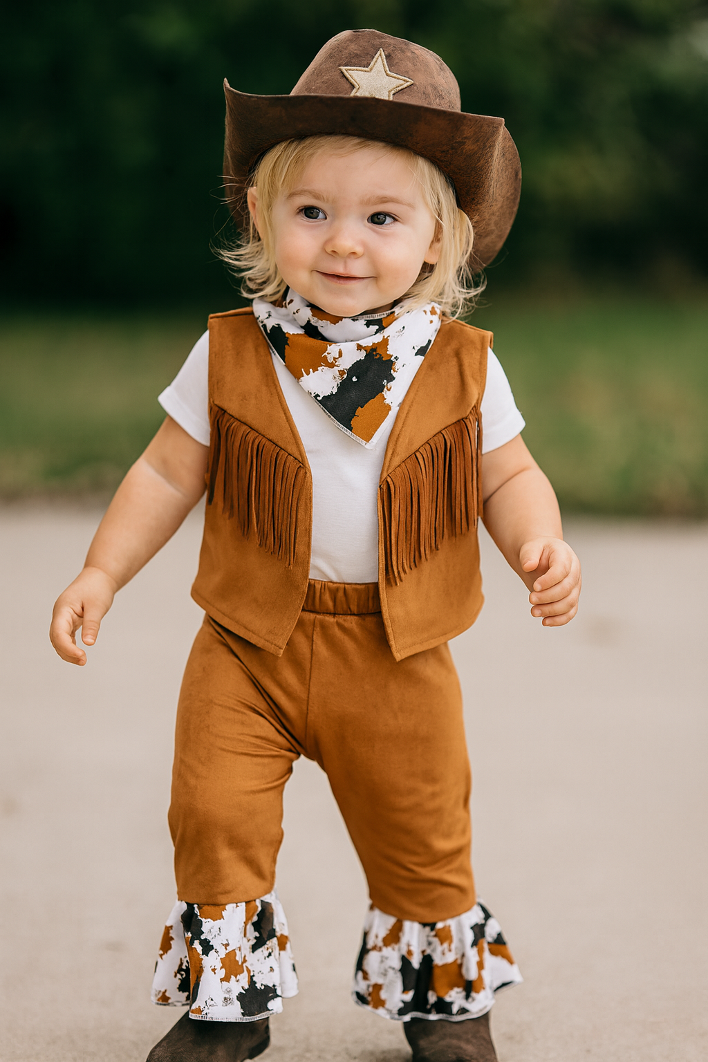 Brown Cowgirl 4pcs Costume Set