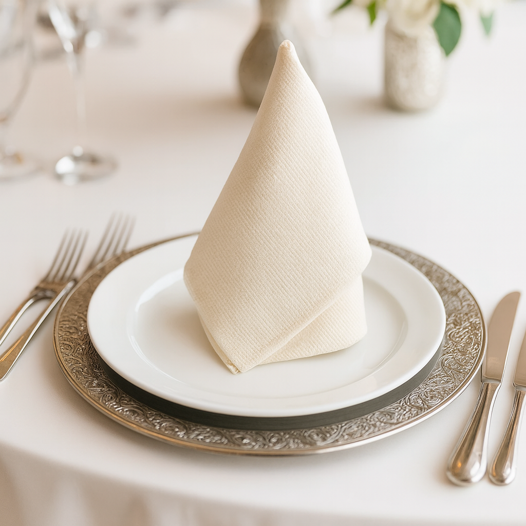 9113 - Basket Weave Ivory 20" Cloth Napkin