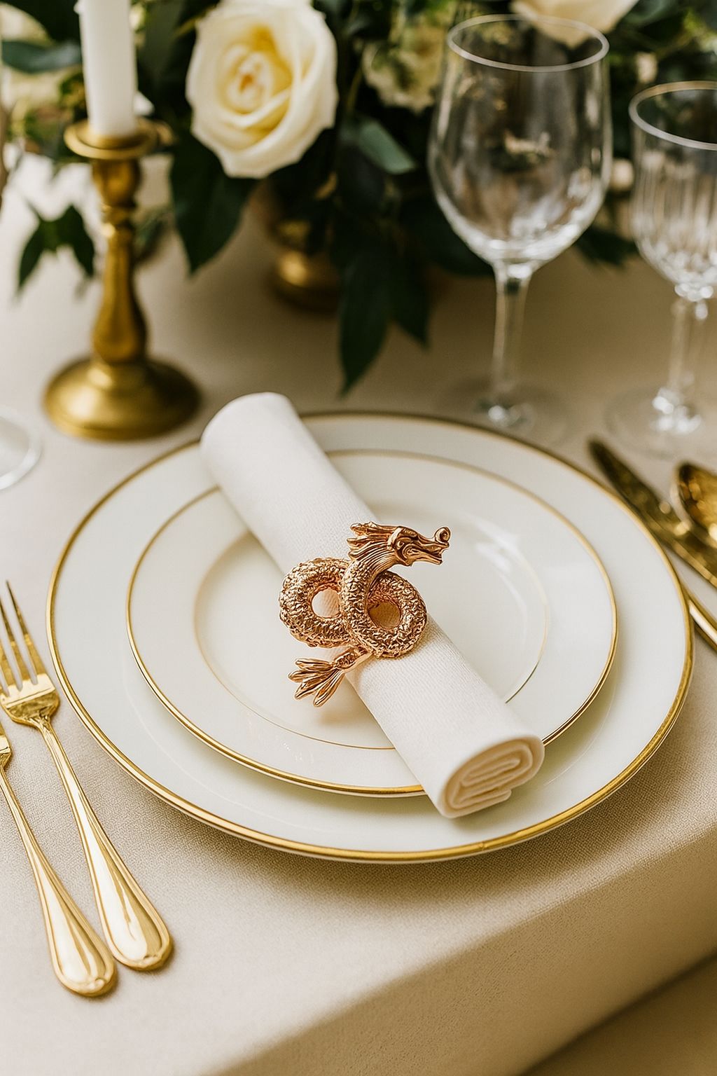 Rose Gold Dragon Metal Napkin Holder Ring