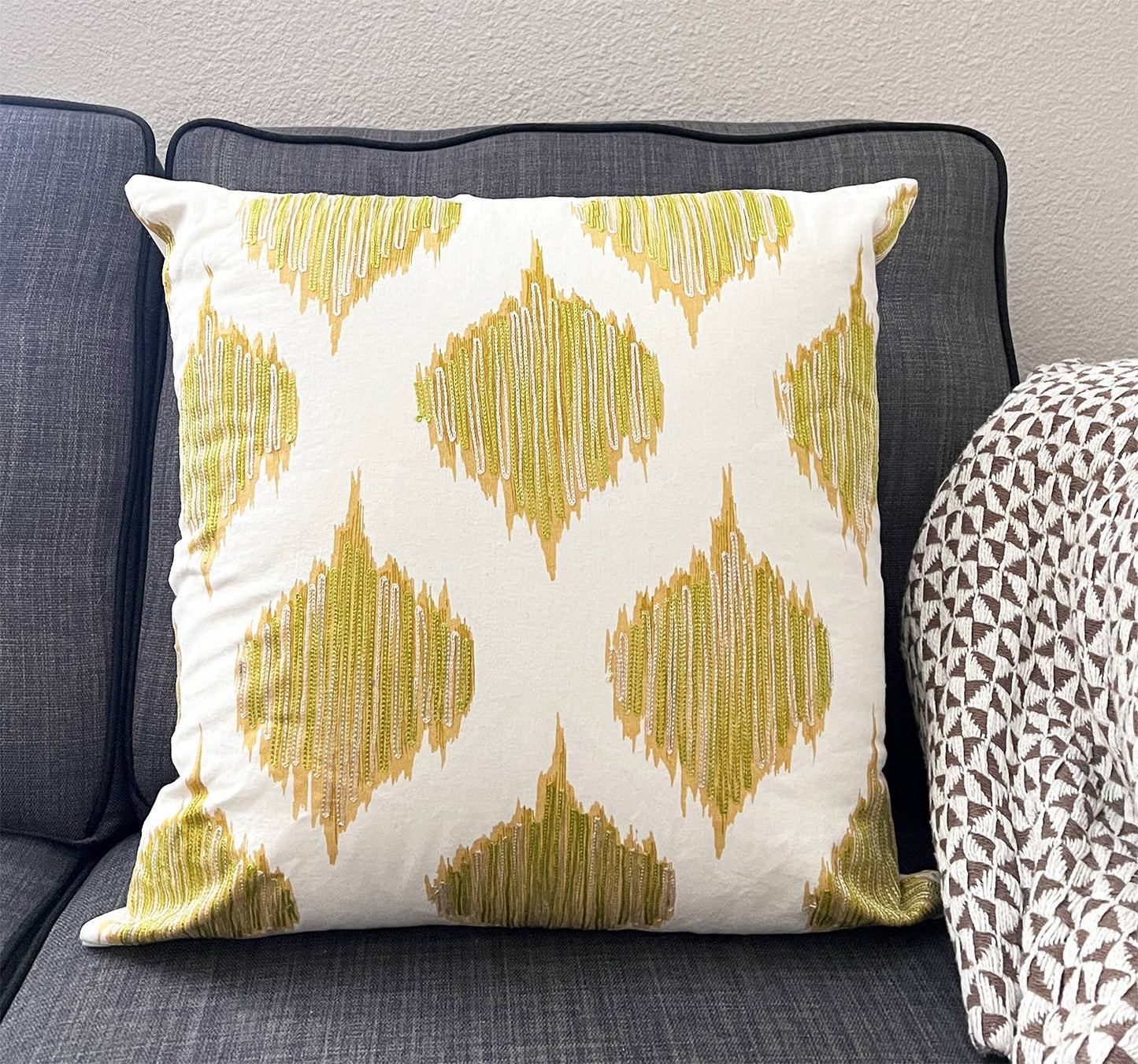 0004 - Mustard Stitched Ink Blot Amable Down Filled 20" Pillow
