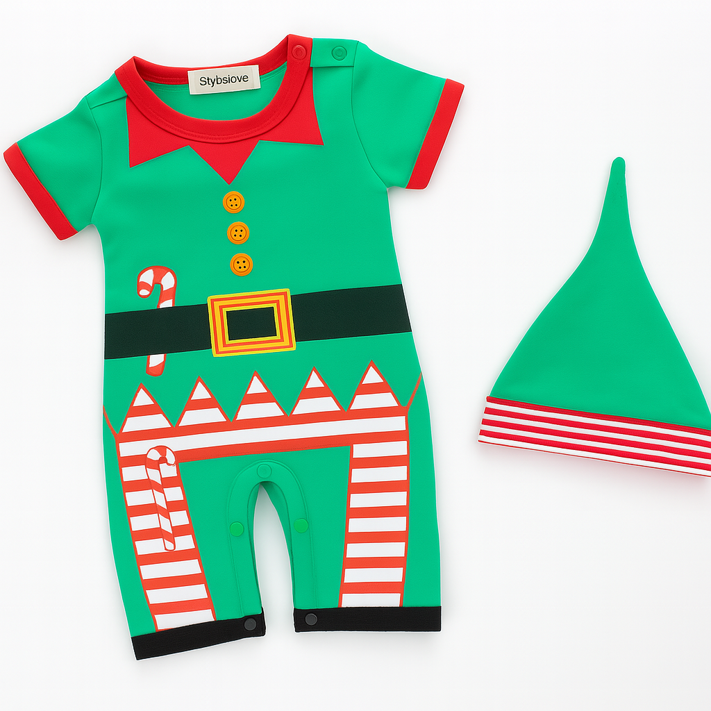 Elf Green Baby Romper & Hat