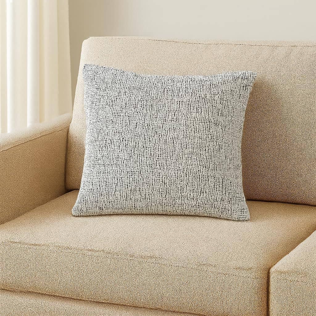 White/Black 18" Nubby Weave Minimalist Throw Pillow