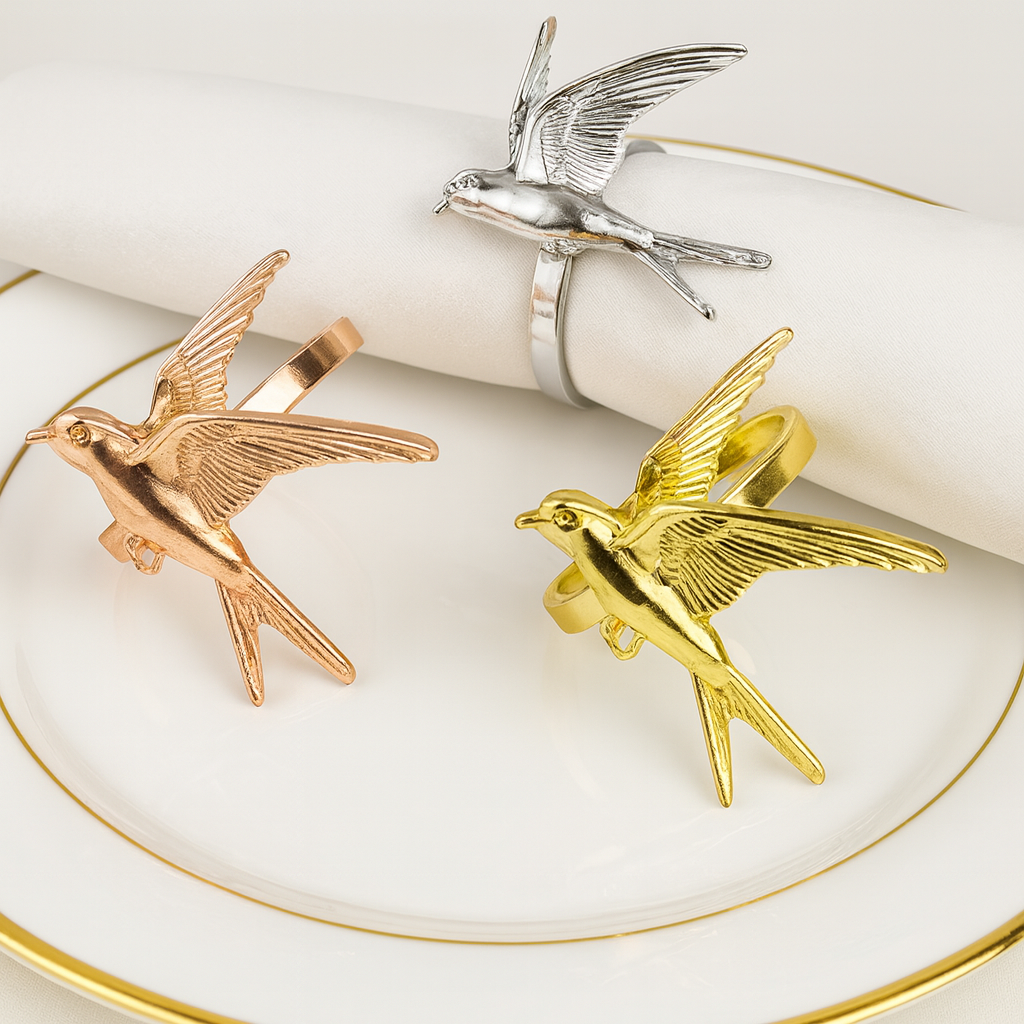 Rose Gold Swallow Bird Metal Napkin Ring
