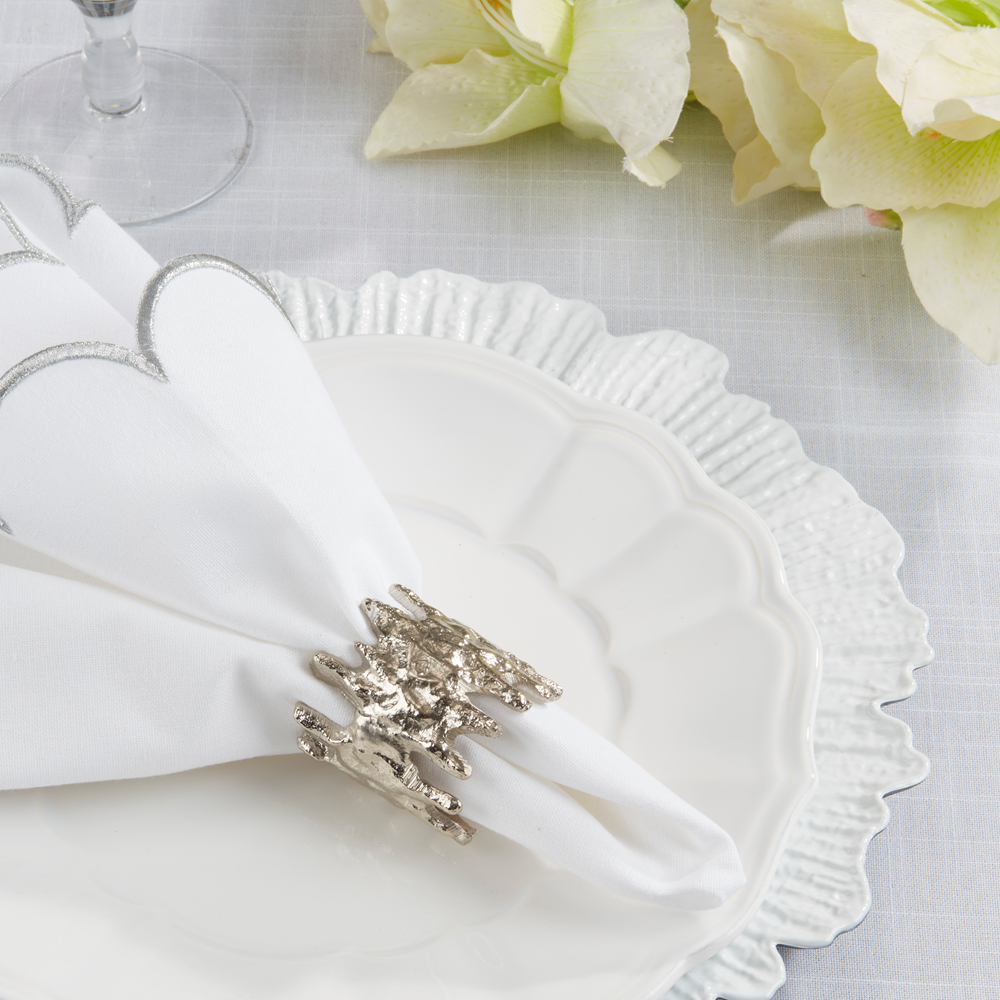 Silver Jagged Edge Napkin Ring Holder