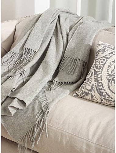Classic Grey Wool Blend 50x60 Throw Blanket