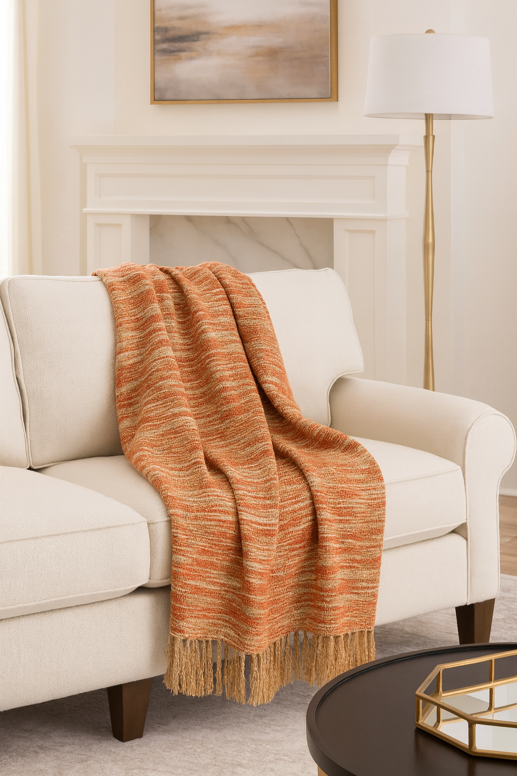 Rust Boho Chindi Throw Tasseled Throw Blanket