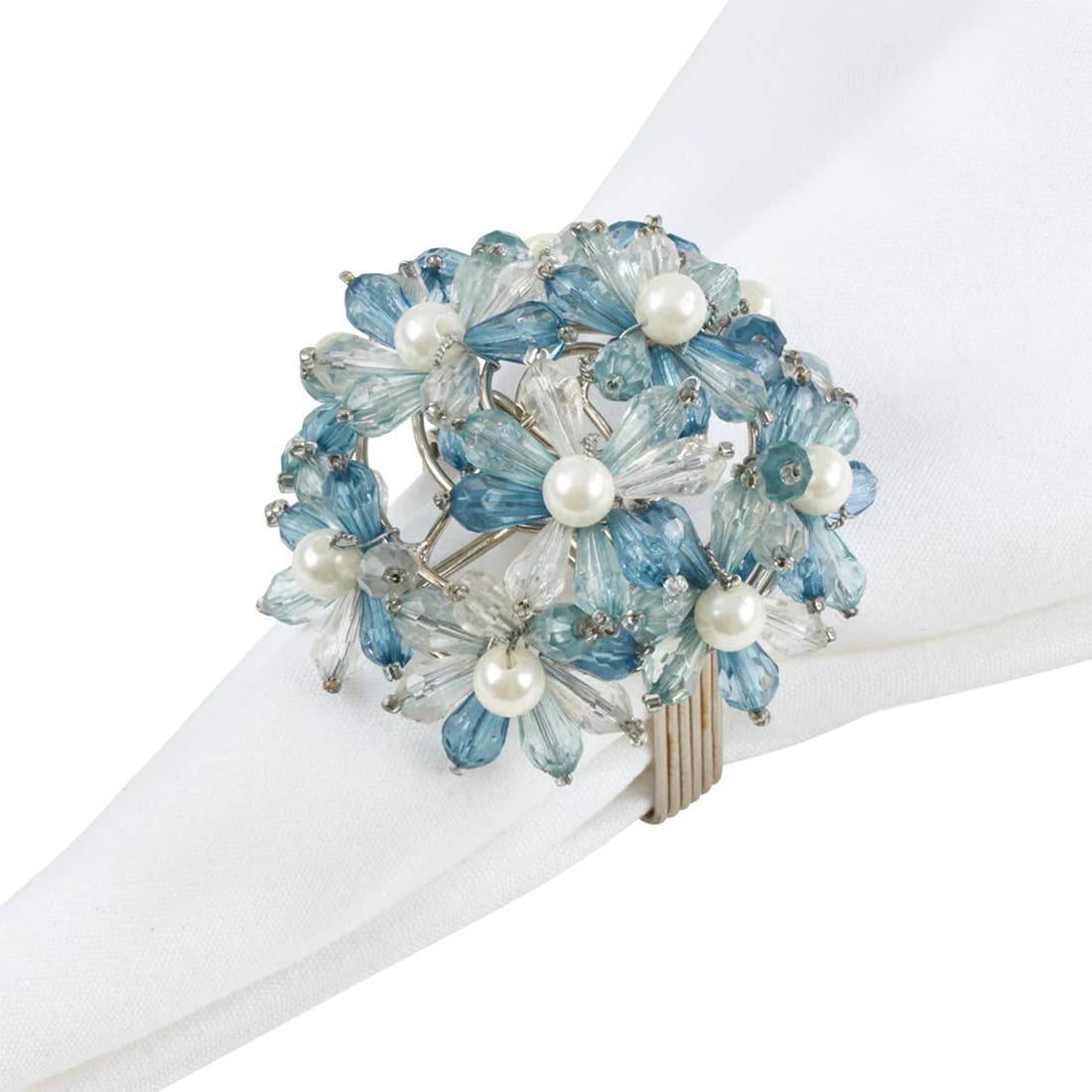 Aqua Hand Beaded Napkin Ring