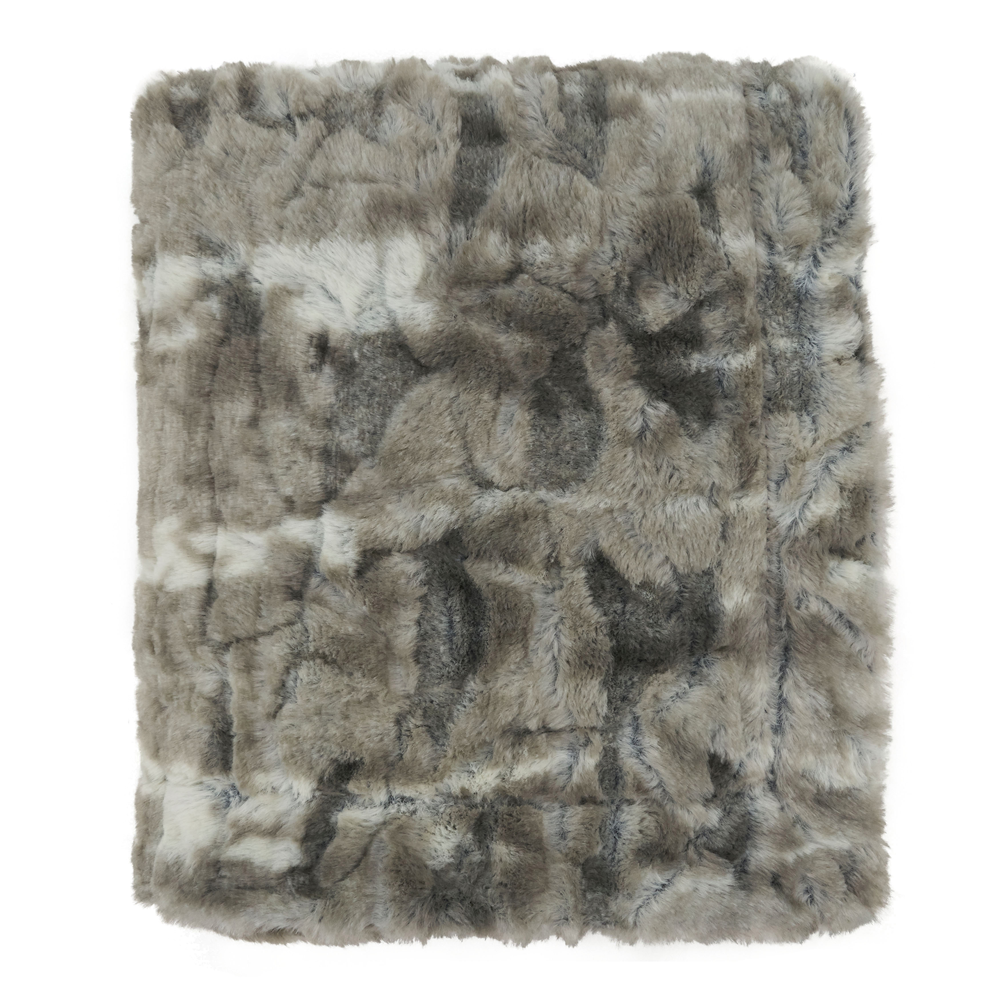 Grey Faux Mink Fur 50"X60" Throw Blanket
