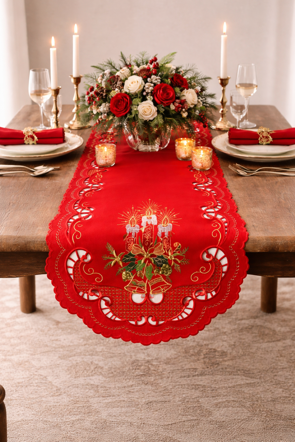 Red Fête De Noël 16"x72" Table Runner
