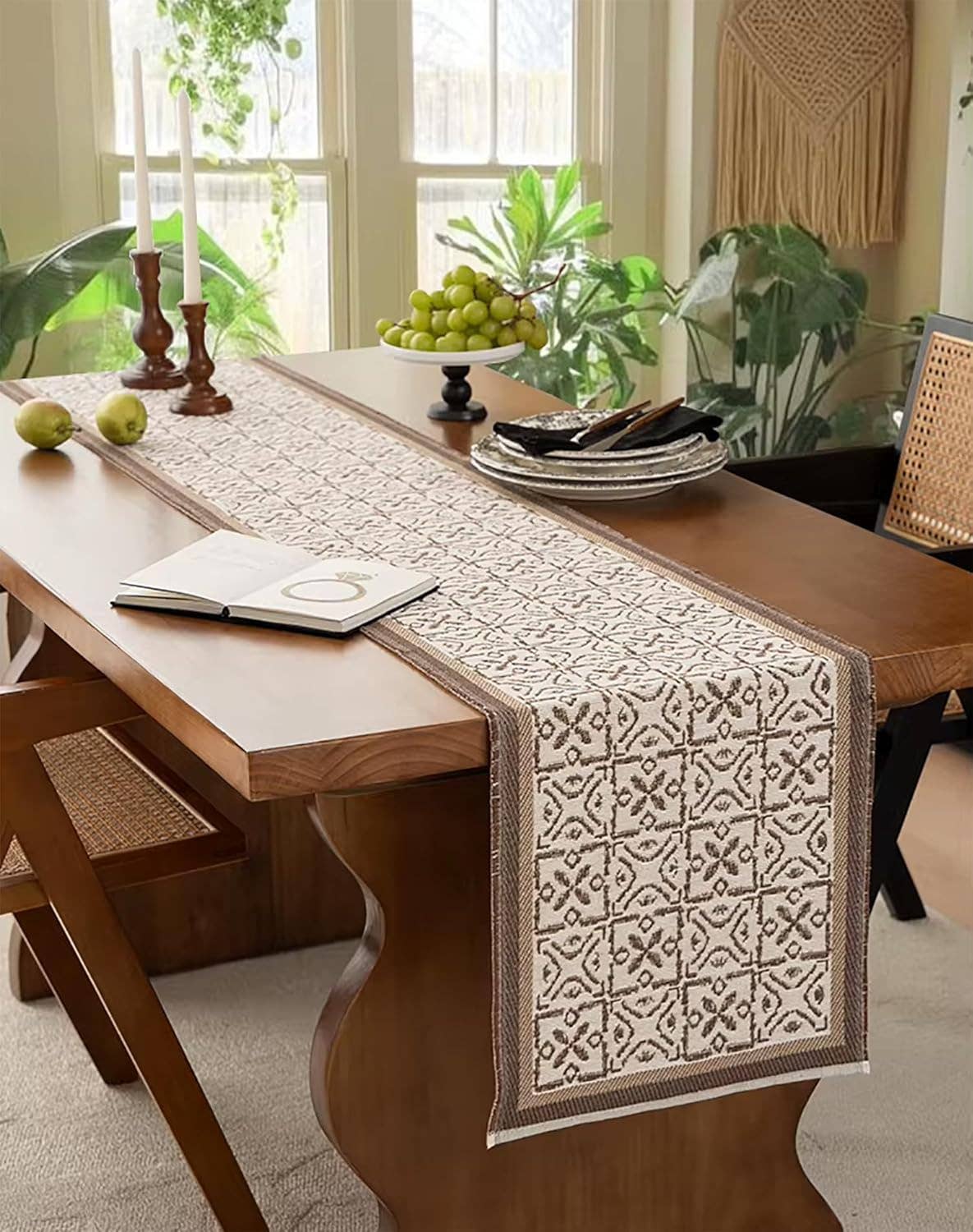 Vintage Jacquard Reversible 14x72 Inch Table Runner