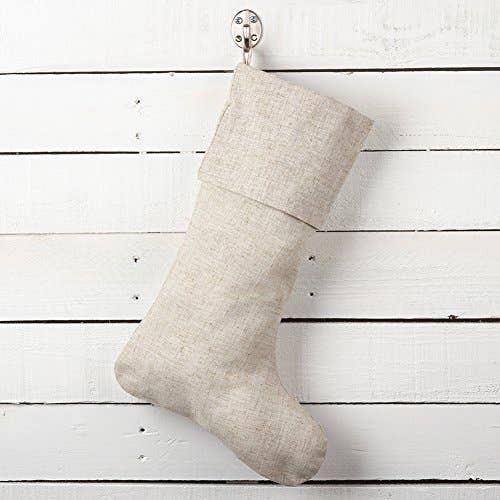 XM731 - Classic Natural Linen Blend Christmas Stocking