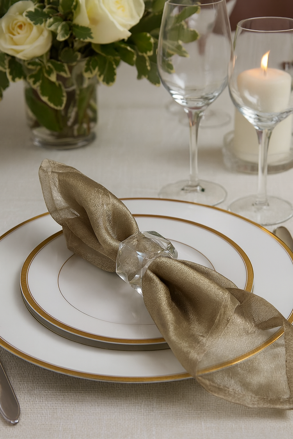 Olive Sheer Olive Plain Organza 20" Dinner Napkin