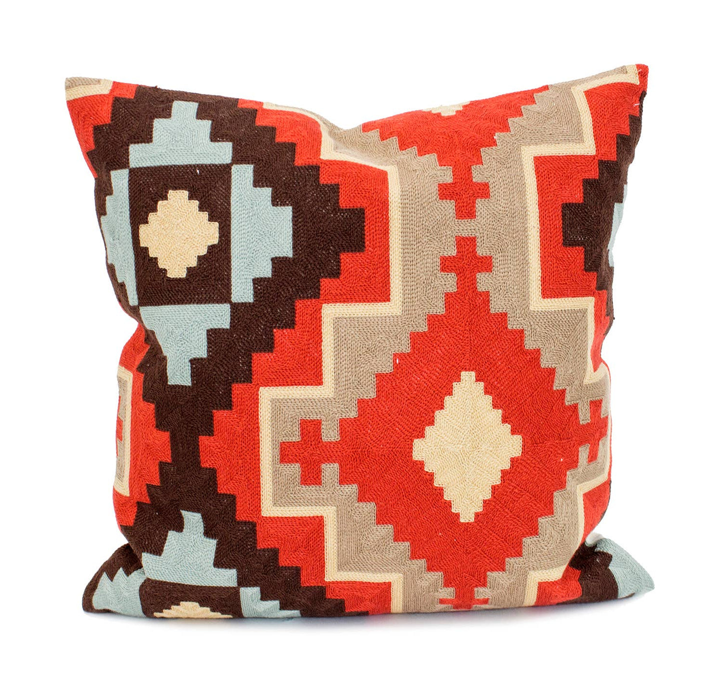 PLW0104 - Embroidered Tribal Kilim Cotton 18" Throw Pillow