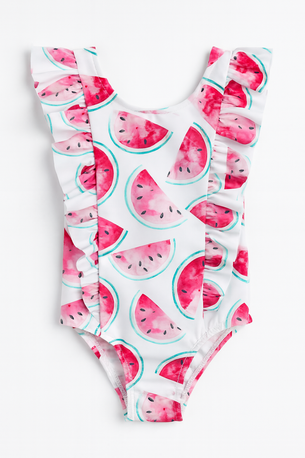 Watermelon Ruffle 1-Piece Girl Swimsuit