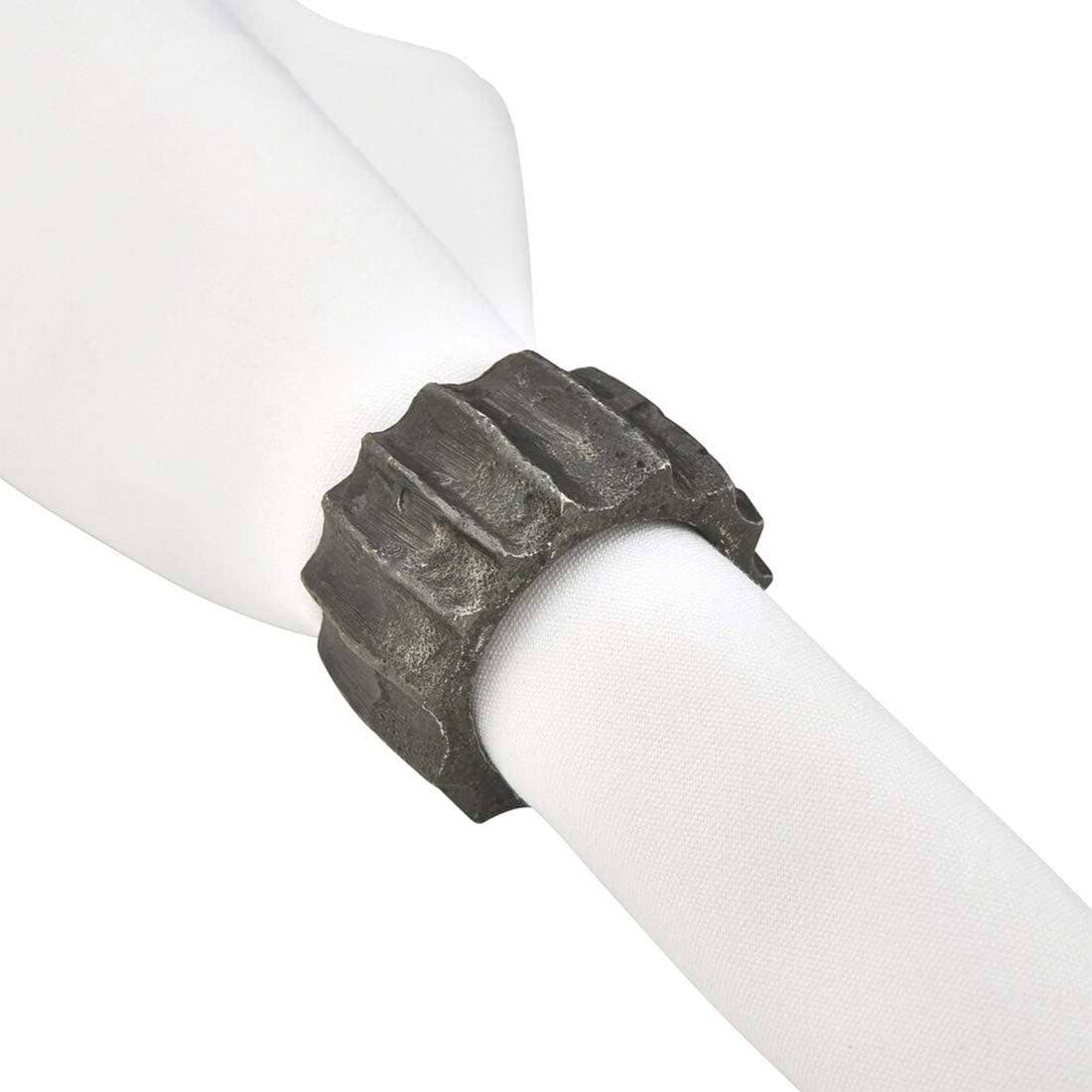 Graphite Ribbed Aluminum Napkin Ring