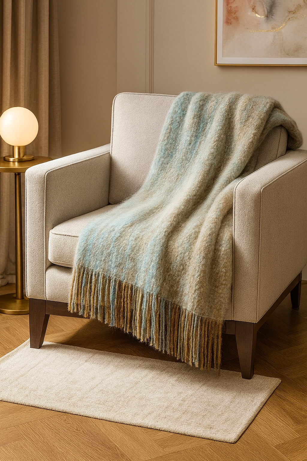 TH125 - Aqua Faux Mohair Shabby 50"x60" Throw Blanket