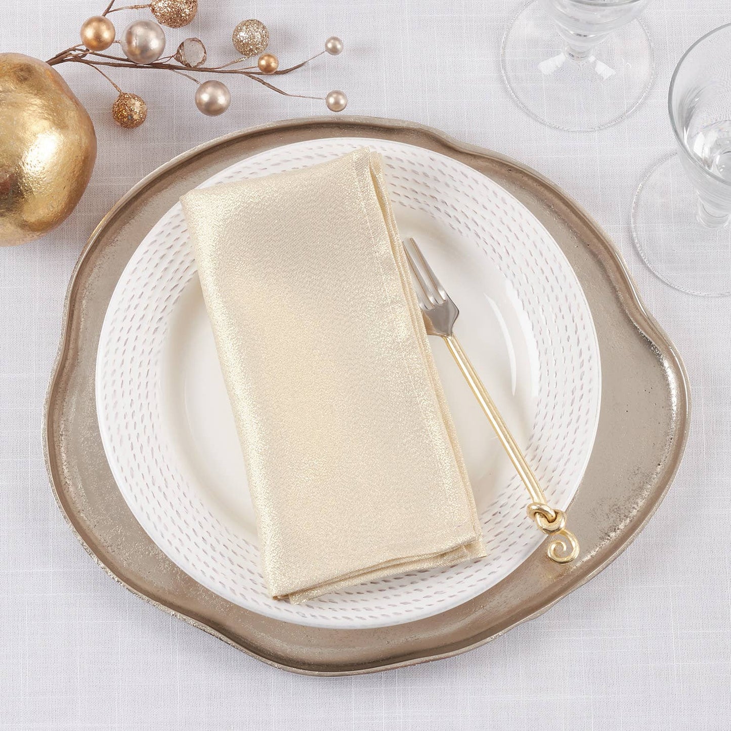 Gold Shimmering Holiday 18" Dinner Napkin