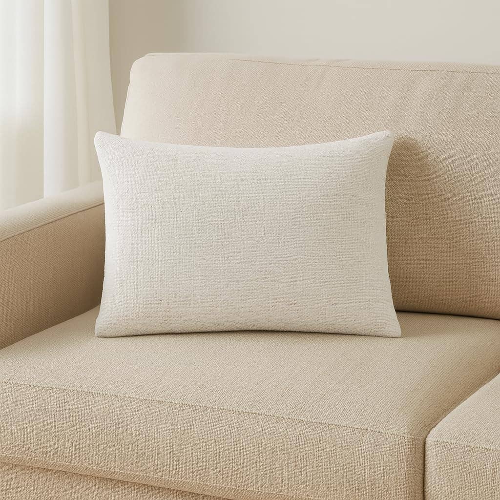 Ivory 12"X20" Nubby Weave Minimalist Throw Pillow