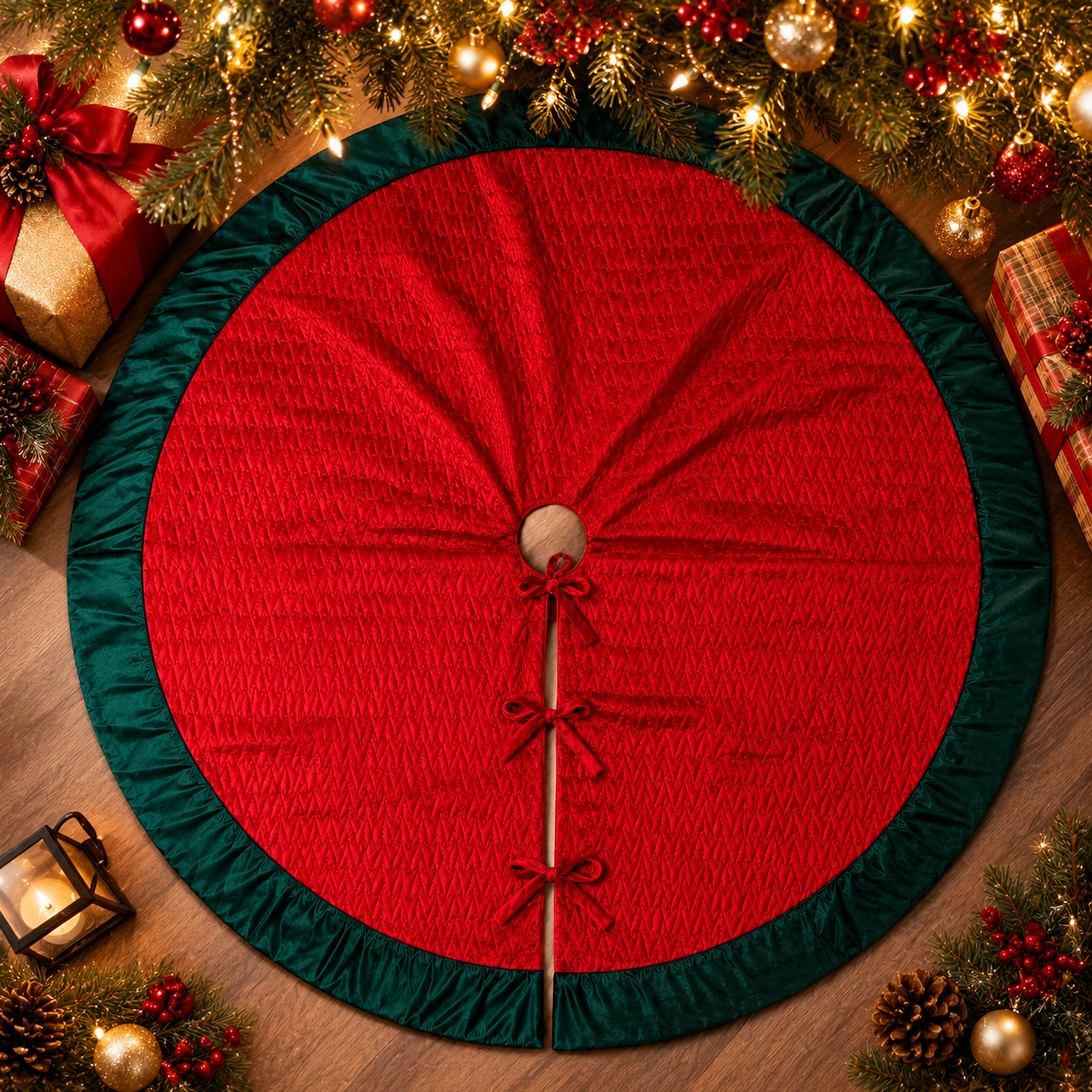 Classic Velvet Allover Tree Pattern Tree Skirt