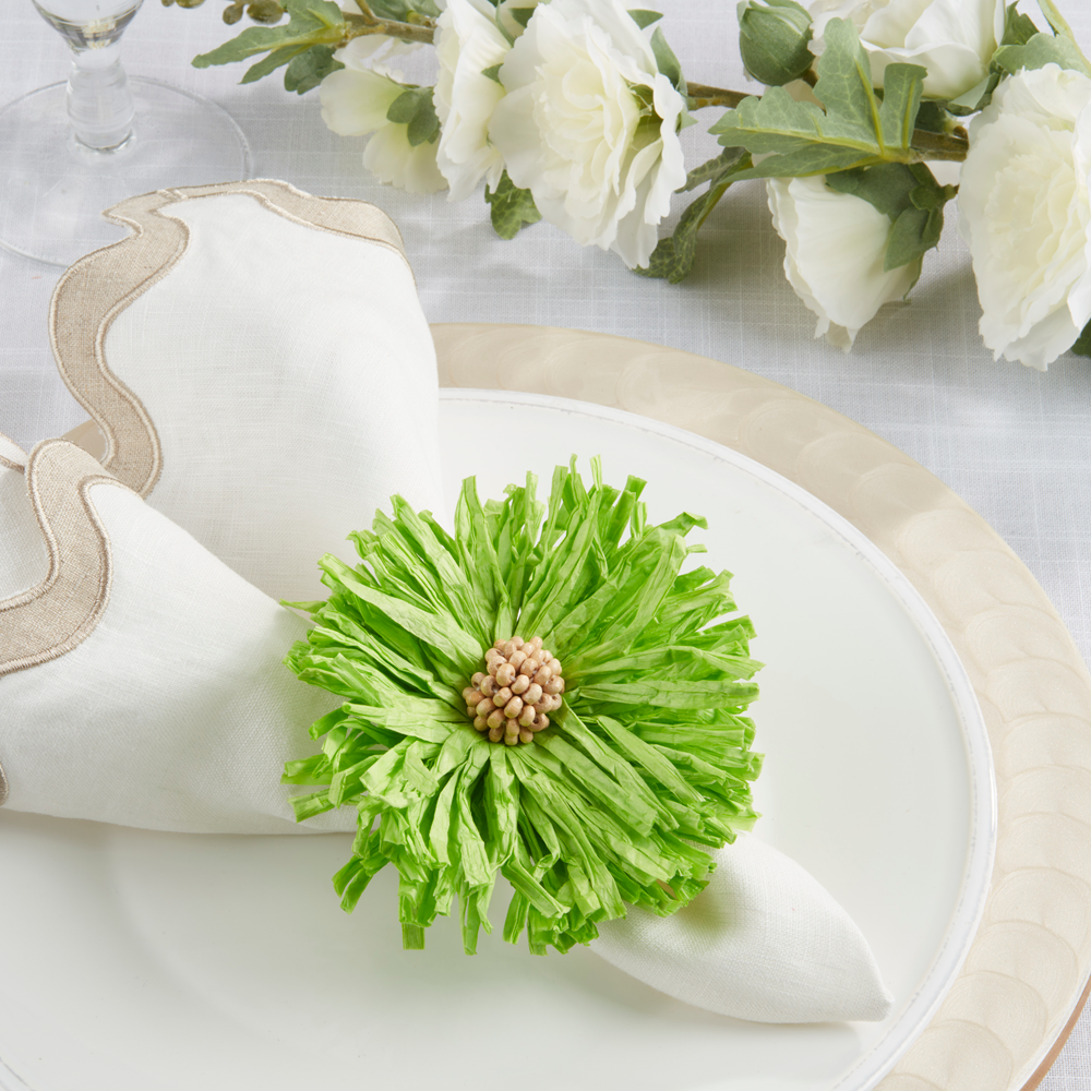 Green Raffia Flower Napkin Ring