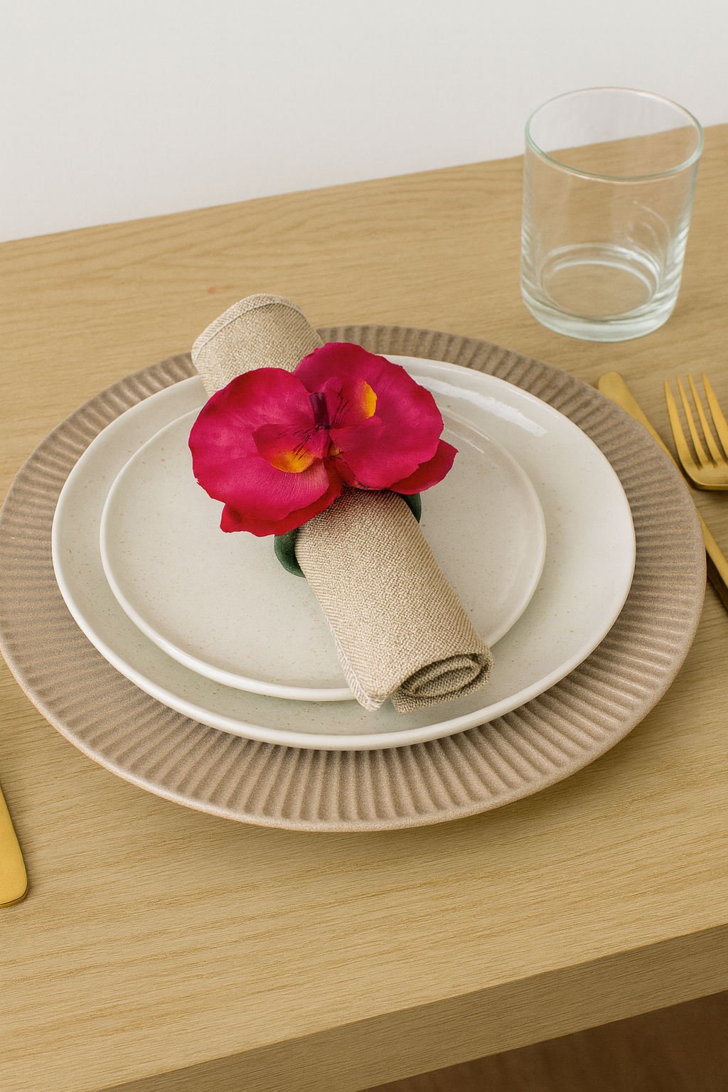 Fuchsia Handmade Moth Orchid Flower Napkin Ring